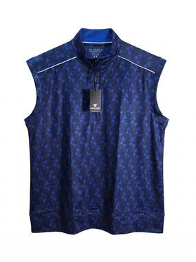 NWT | MAELREG Performance Quarter Zip Golf Vest Cobalt Blue Geometric Print 2XL